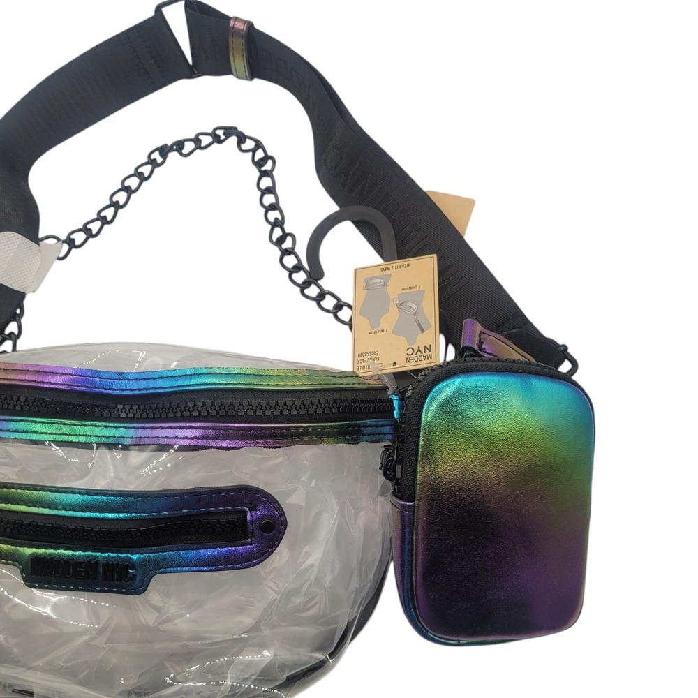 Steve Madden NYC Iridescent Womans Clear Hobo Crossbody Stadium & Arena Approved - Picture 3 of 7